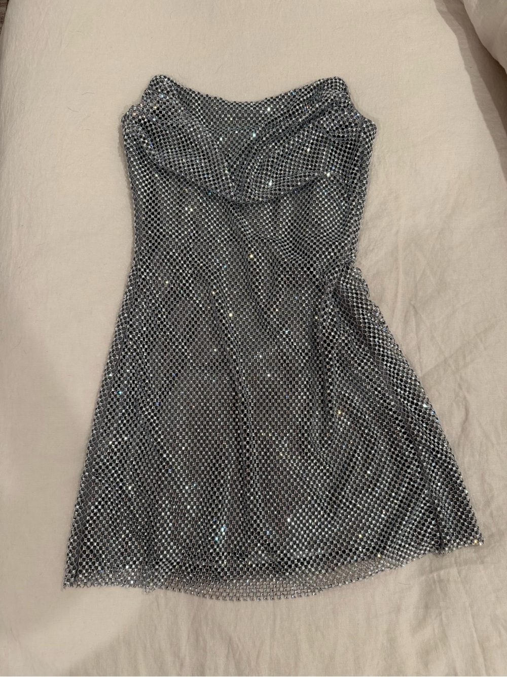 Zara Silver Sparkle Mesh Dress with Boning